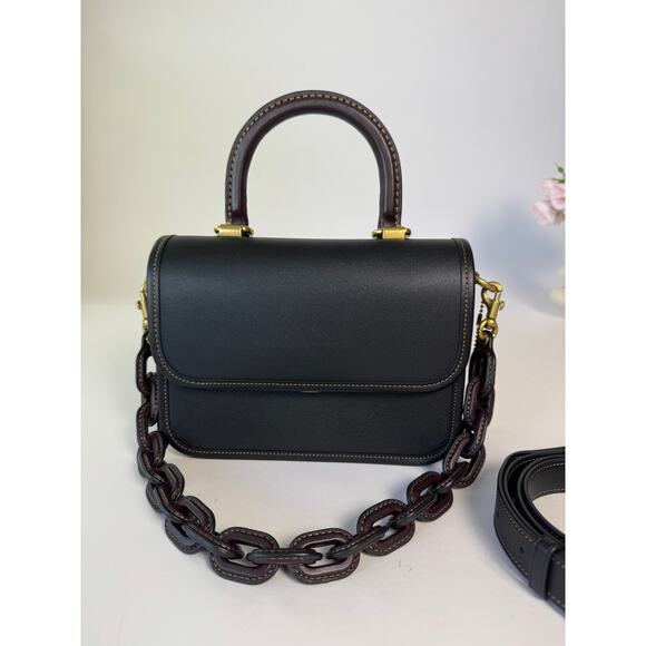 Coach Rogue Top Handle Bag Black/Oxblood With Charm - Picture 13 of 13